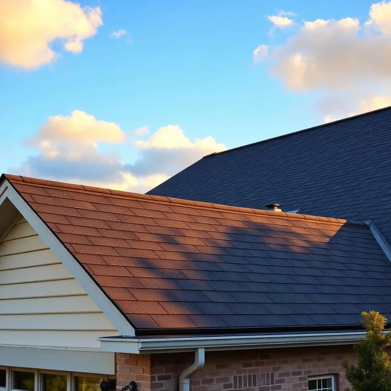 Newly installed asphalt shingle roof on a suburban home